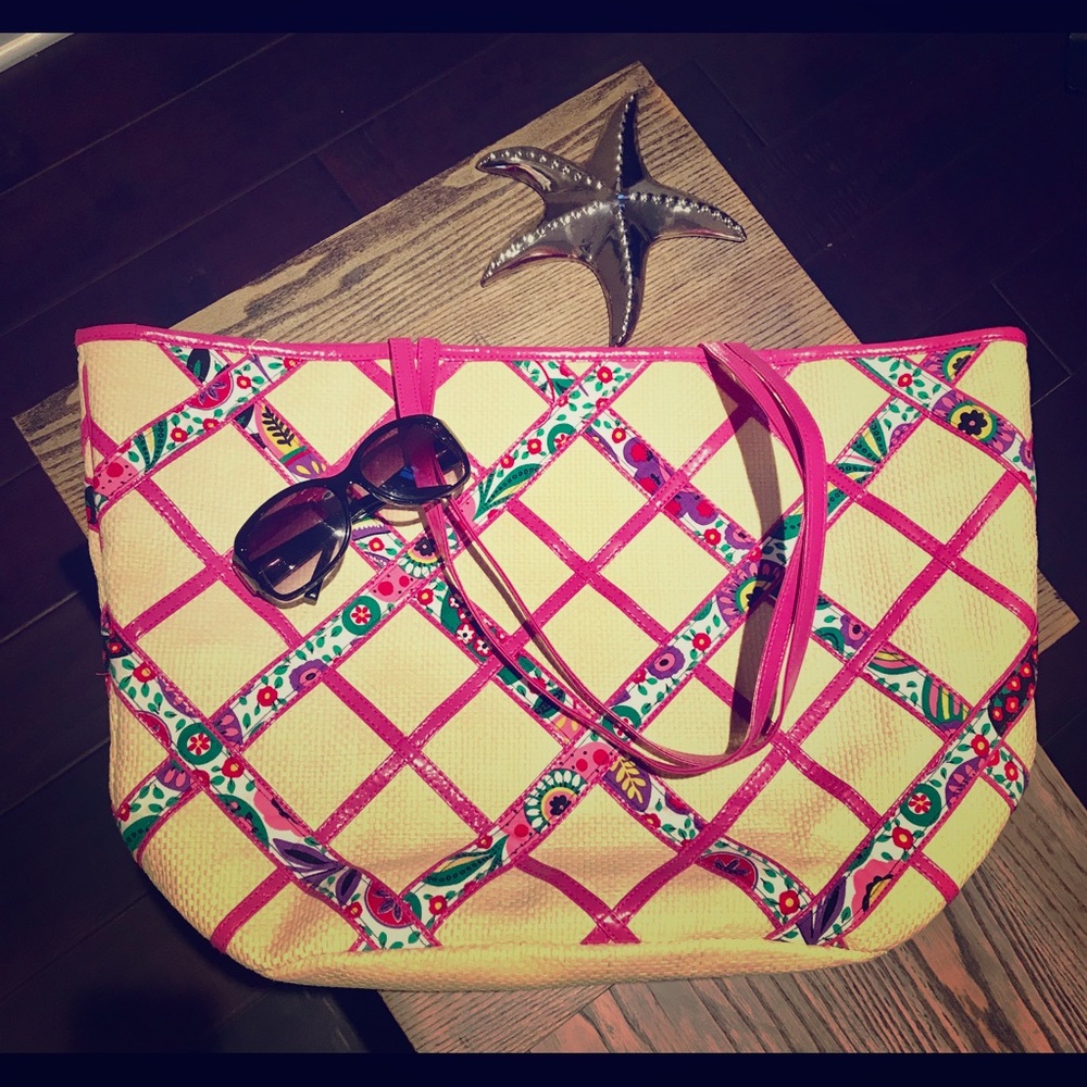 Vera Bradley Viva La Vera Straw Beach / Pool tote